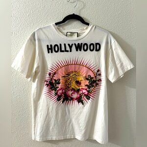 GUCCI 'HOLLYWOOD' LEOPARD AND LIGHTNING BOLT PRINT OVERSIZED T-SHIRT